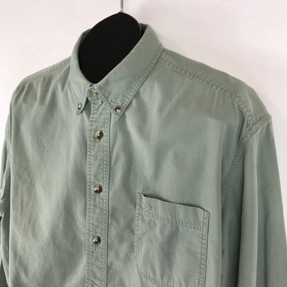 Eddie Bauer Casual Button Down Shirt Men's Large Green 100% Cotton Woven Outdoor - Picture 3 of 11